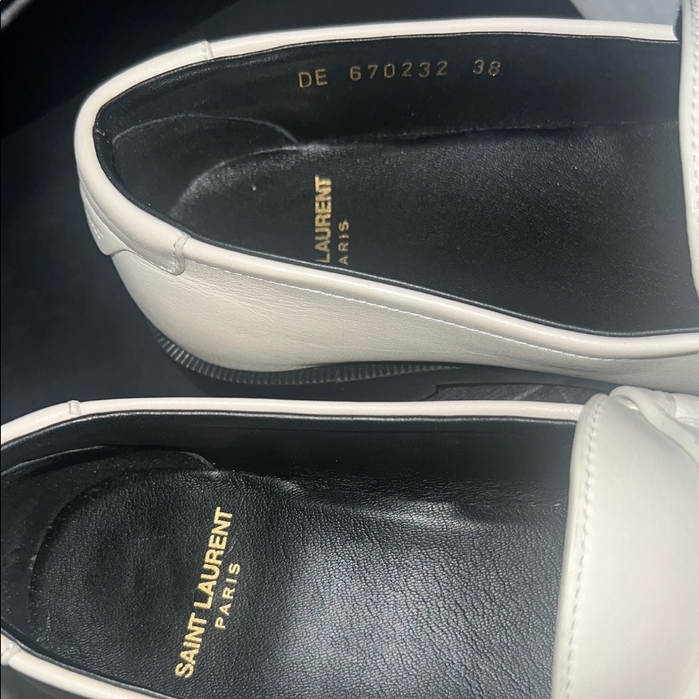 SAINT LAURENT LE LOAFER PENNY SLIPPERS IN SMOOTH LEATHER PEARL - Picture 2 of 6
